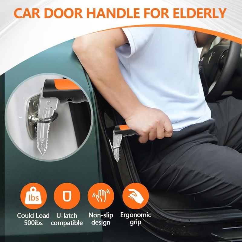 Kaiedos Car Door Handle for Elderly - 2026 New 3-in-1 Car Handle Assist, 2 Pack Auto Cane Portable Vehicle Support Handle Door Assist Bar, Max Load 500 Lbs, Anti-Slip Design (Orange-Car Handle +Strap) - Image 5